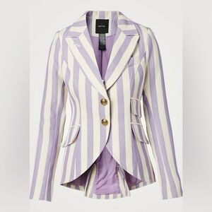 NWT Smythe Equestrian Blazer Lavender Stripe With Mahogany Leather